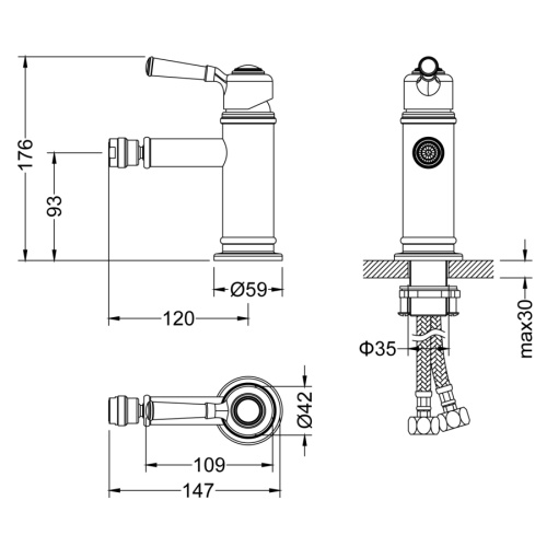 Смеситель Timo Arisa 5312/02F на биде антик - фото 2