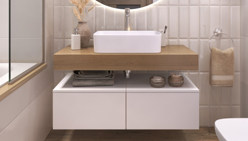 Тумба Velvex UNIT tpUNI.50.H27.Y-211 50х48х27 подвесная цвет белый матовый - фото 2