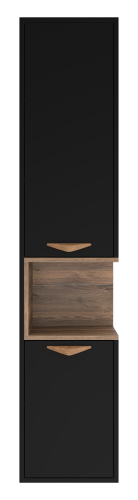 Шкаф-пенал Brevita Bergen BER-05035-02-19-ПоЛ 35х33х165 подвесной цвет черный/коричневый - фото 2