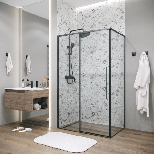 Душевая перегородка Grossman Galaxy 200.K33.01.90.21.00 90х195 стекло прозрачное профиль черный матовый - фото 3