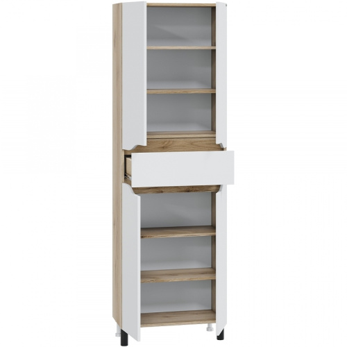 Шкаф-пенал СанТа Сатурн 700375 60х30х170 напольный цвет белый/дуб австрийский - фото 2