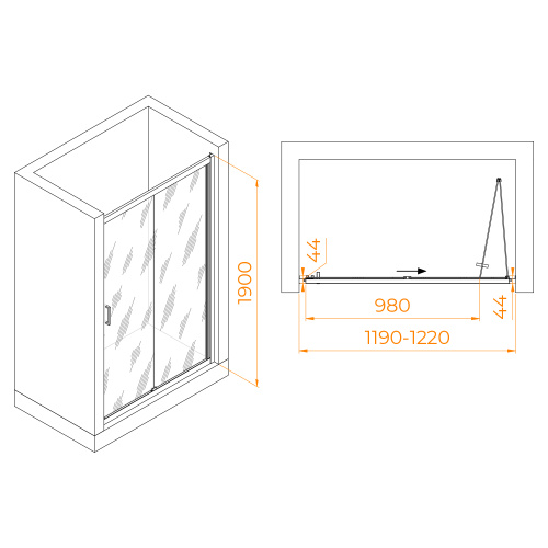 Душевая дверь RGW Passage 06082112-11 120х190 стекло прозрачное профиль хром глянцевый - фото 2
