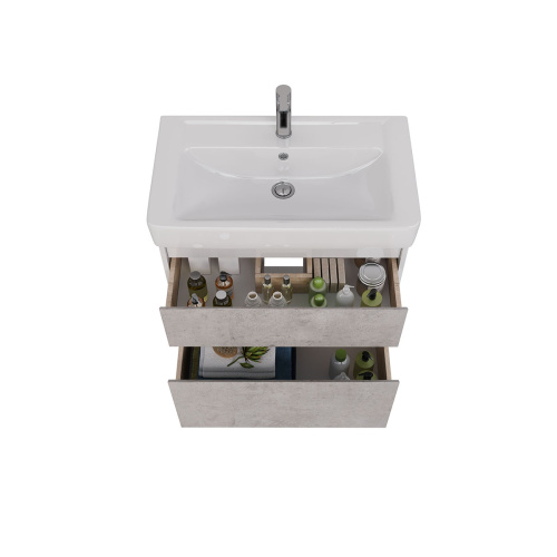 Тумба под раковину LeMark Combi LM03C80T-Beton 74х44х65 напольная/подвесная цвет бетон/белый - фото 3