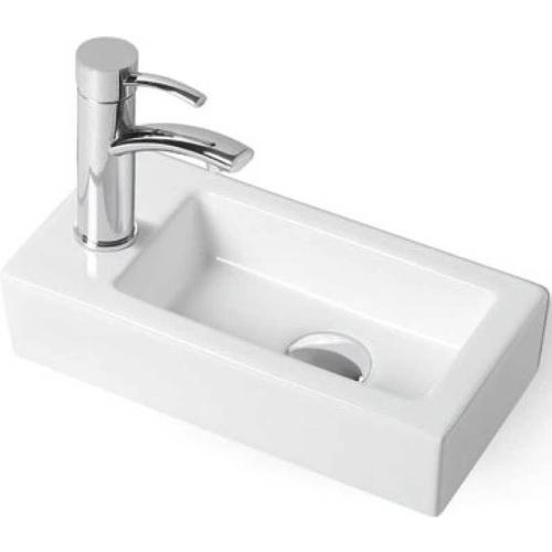 Раковина из сантехнического фарфора Vincea VBS-133L 37х18 подвесная цвет белый 1 отверстие под смеситель