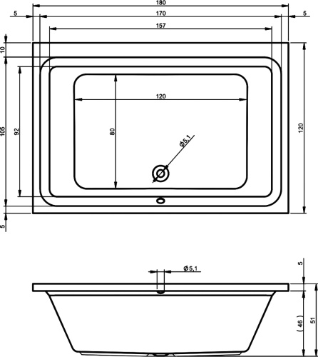 Ванна акриловая Riho CASTELLO B064001005 180х120 пристенная прямоугольная без ножек - фото 2