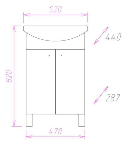 Тумба под раковину Onika Крит 105206 48х29х68 напольная - фото 3