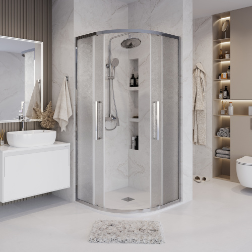 Душевой уголок Grossman Cosmo 301.K33.02.1010.10.02 100х100 стекло текстурное профиль хром глянцевый без поддона - фото 5