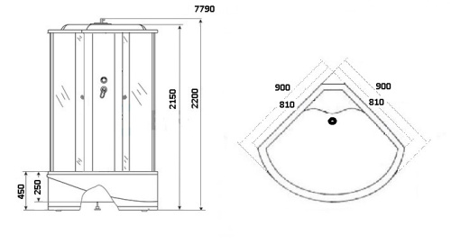 Душевая кабина Niagara Luxe 7790W 90х90 четверть круга с крышей ориентация универсальная - фото 4