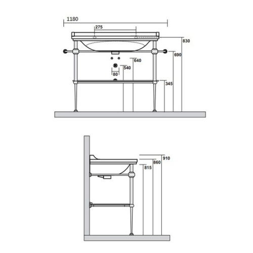 Консоль под раковину Kerasan Waldorf 9196K2oro 100х55х92 напольная цвет золото - фото 2