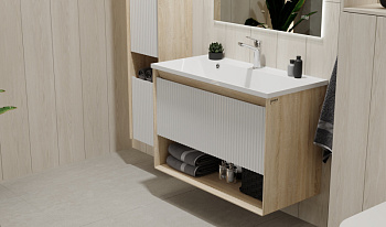 Тумба под раковину Jorno TOSSONY Toss.01.90/P/SS-W/JR 89х44х60 подвесная цвет белый