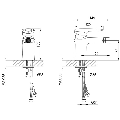 Смеситель LeMark Status LM4408C на биде хром - фото 2