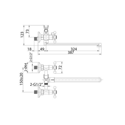 Смеситель для ванны Milardo Duplex DUPSBL2M10 настенный хром - фото 3