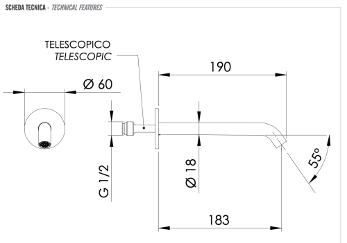 Излив Remer X Style 91XL настенный хром - фото 2