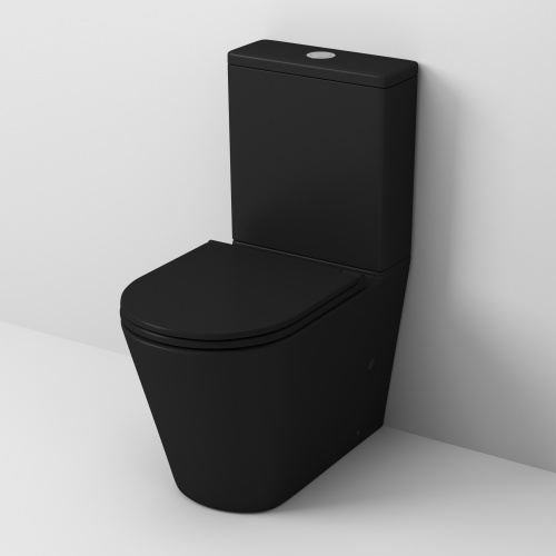 Унитаз напольный с бачком Grossman Санфаянс GR-4449BMS черный матовый с сиденьем безободковый каскадный смыв - фото 2