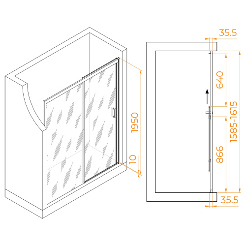 Душевая дверь RGW Passage 350801716-24 160х195 стекло матовое профиль черный - фото 5