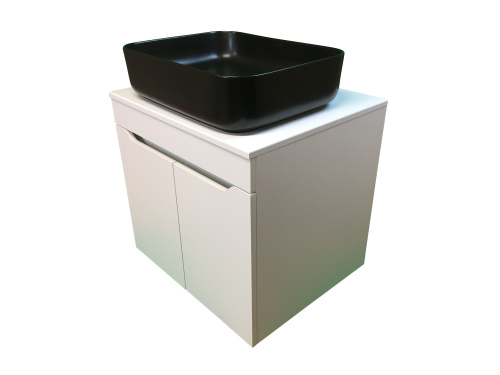 Тумба с раковиной Sintesi STL.W7019_SIN-LVB-APP-409BM 60х55х50 подвесная цвет белый/черный матовый - фото 2