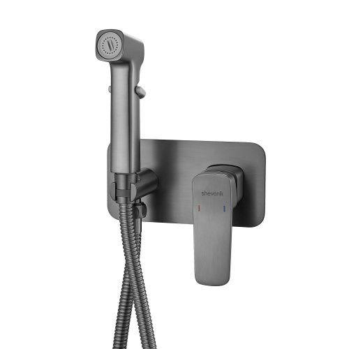 Гигиенический душ со смесителем Shevanik S9905T оружейная сталь - фото 2