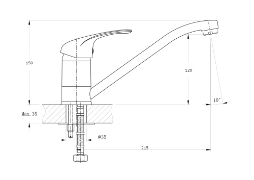 Смеситель для кухни Rush Corsica CO4240-28 на мойку хром - фото 2