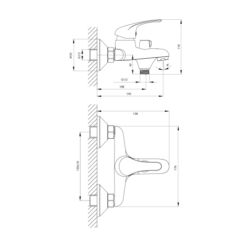 Смеситель для ванны Rossinka A A35-30 настенный хром - фото 2