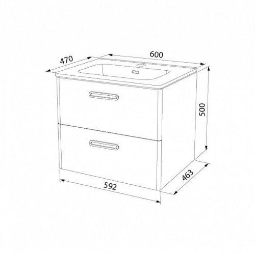 Тумба с раковиной IDDIS Brick BRI60W0i95K 60х47х50 подвесная цвет белый - фото 3