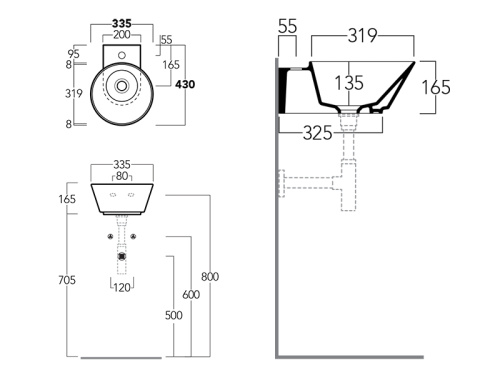 Раковина из санфаянса Simas WA 05 34х43 подвесная цвет белый - фото 3