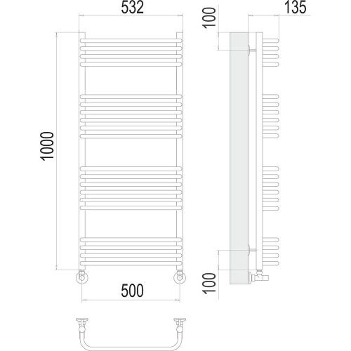 Полотенцесушитель Terminus 4670078529800 53х100 водяной хром - фото 3