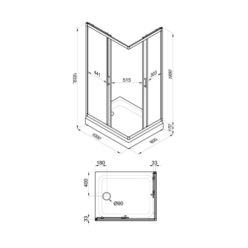 Душевой уголок Тритон Фьюжн Щ0000074051 100х80 стекло прозрачное с рисунком профиль белый без поддона - фото 4