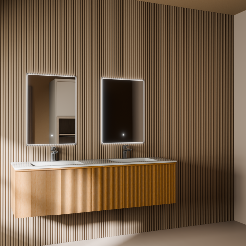 Тумба с раковиной+зеркало Art Decco Andy (Энди) AAN15W11D2M0 150x45x40 подвесная цвет белый дуб - фото 2