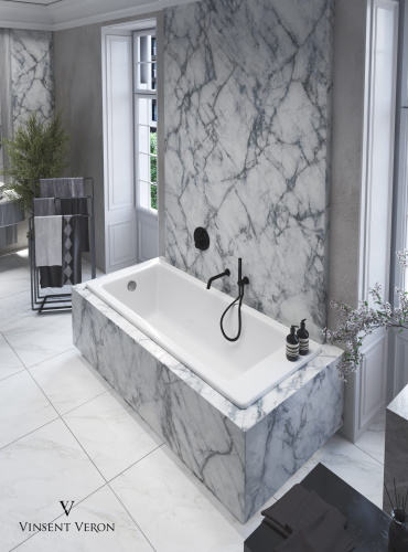 Ванна чугунная Vinsent Veron Tampa VTP1707042H/E60327CH-AS 170х70 пристенная прямоугольная с ножками с ручками - фото 4