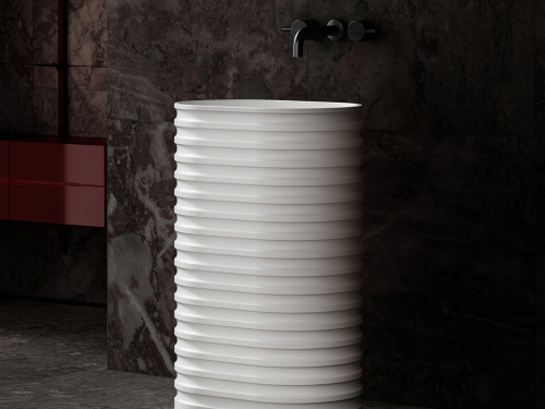 Раковина из искусственного камня Abber STEIN AS2550-H 58х38 напольная цвет белый матовый без отверстий под смеситель - фото 2