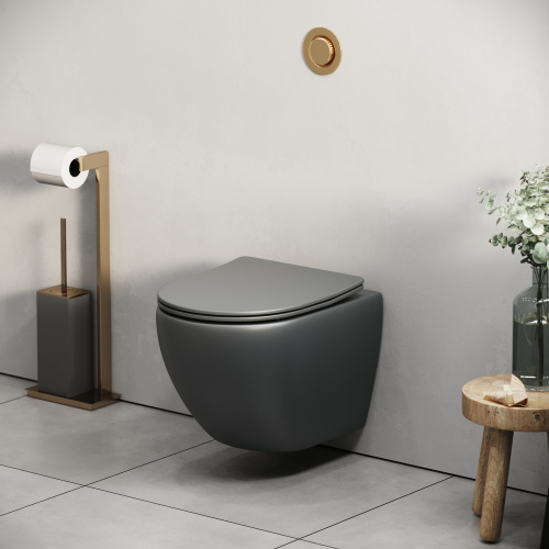 Унитаз подвесной Grossman Color GR-4455GMS серый матовый с сиденьем микролифт безободковый каскадный смыв - фото 5