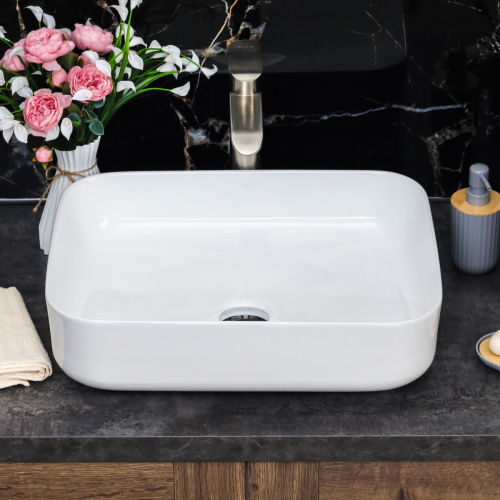 Раковина из сантехнического фарфора Melana 78109-805 51х40 накладная цвет белый без отверстий под смеситель - фото 3