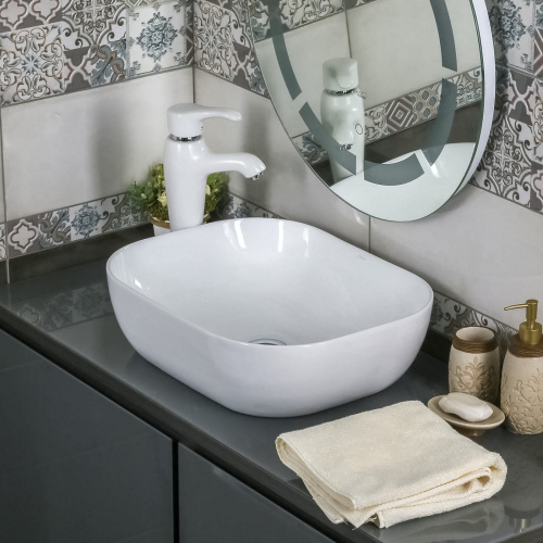 Раковина мебельная из санфаянса Melana A419-803 49х40 накладная цвет белый - фото 3