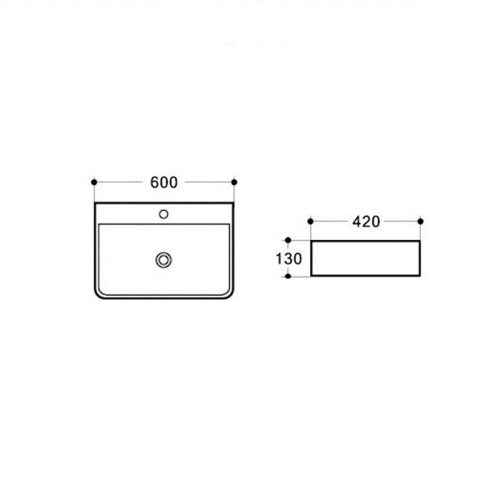 Раковина из сантехнического фарфора Vincea VBS-303 60х42 накладная цвет белый 1 отверстие под смеситель - фото 3
