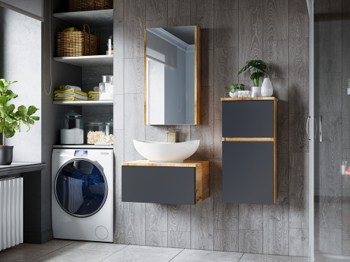 Тумба под раковину Misty Ива П-Ива-01080-481Я 80х45х30 подвесная цвет серый/коричневый - фото 5