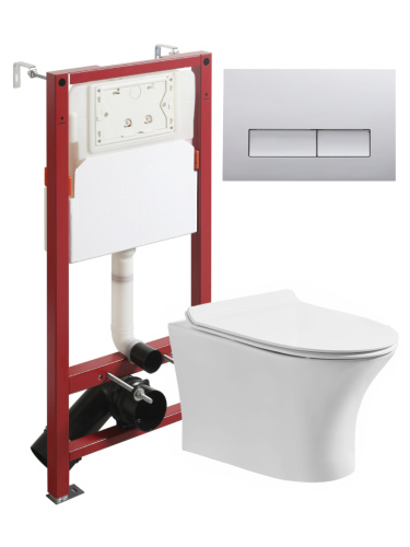 Комплект унитаз с инсталляцией и клавишей смыва Orange CI01-100W+APB200 - фото 2