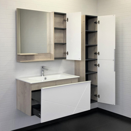 Шкаф-пенал Comforty Мерано 00-00008479CF 35х30х160 подвесной цвет дуб дымчатый - фото 5