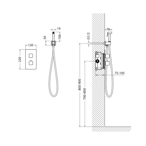 Смеситель с гигиеническим душем Timo Petruma 5089/17SM встраиваемый в стену золото матовое - фото 2