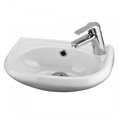 Раковина из сантехнического фарфора Santek Бриз 1WH110445 27х39 подвесная цвет белый 1 отверстие под смеситель - фото 2