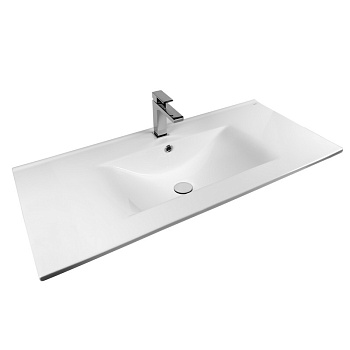 Раковина из сантехнического фарфора Bond Cube S05-1000 100х46 встраиваемая цвет белый глянцевый 1 отверстие под смеситель