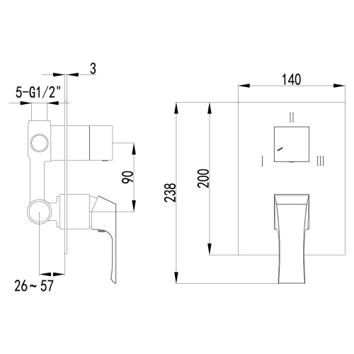 Смеситель для ванны и душа LeMark Unit LM4528C встраиваемый в стену хром - фото 2
