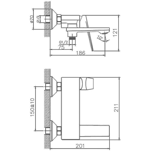 Cмеситель для ванны и душа Haiba HB60533-3 настенный пепельный - фото 4