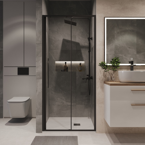 Душевая дверь Niagara Nova NG-84-10AB 100х195 стекло прозрачное профиль черный матовый - фото 4