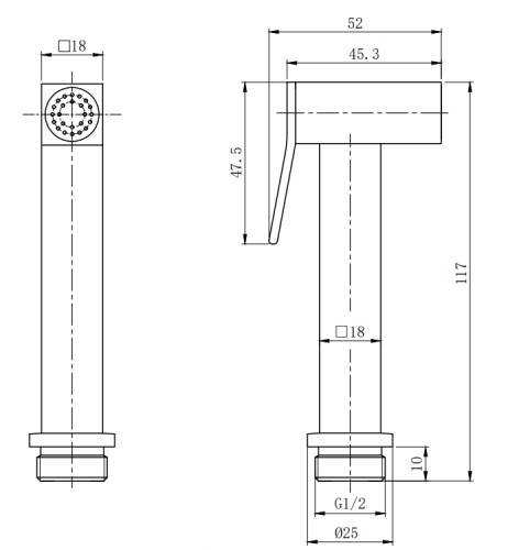 Лейка для гигиенического душа AltroBagno BM AltroBagnoBS060213GM прямоугольная - фото 2