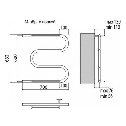 Полотенцесушитель Terminus 4620768880568 70х63 водяной хром - фото 3