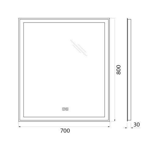 Зеркало с подсветкой и антизапотеванием BelBagno SPC-GRT-700-800-LED-TCH-WARM 70х80 подвесное - фото 5