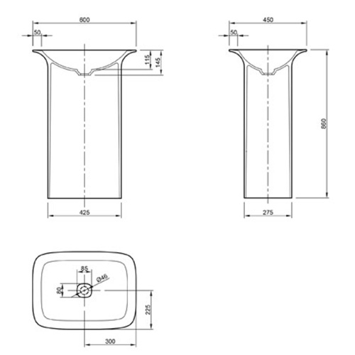 Раковина из композита Knief Glam 60 см 0600-082-01 напольная цвет белый матовый без отверстий под смеситель - фото 2