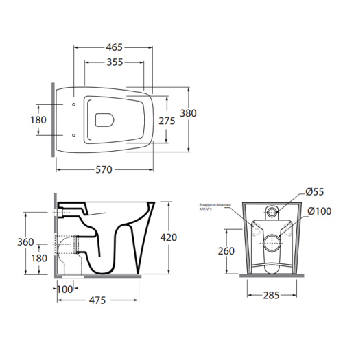 Чаша унитаза приставная Azzurra Hera HEVCTPE00000BI цвет белый без сиденья безободковая душевой смыв - фото 2