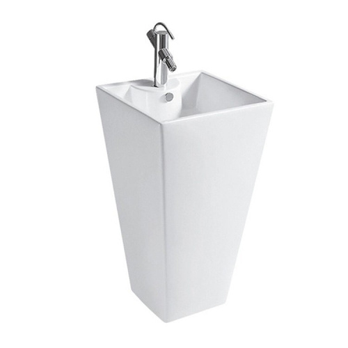 Раковина из санфаянса CeramaLux NB145 48х48 напольная цвет белый 1 отверстие под смеситель - фото 5