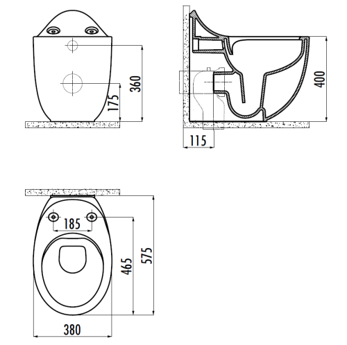 Чаша унитаза приставная Creavit Foglia FG350-11CB00E-0000 цвет белый без сиденья безобадковая душевой смыв - фото 2